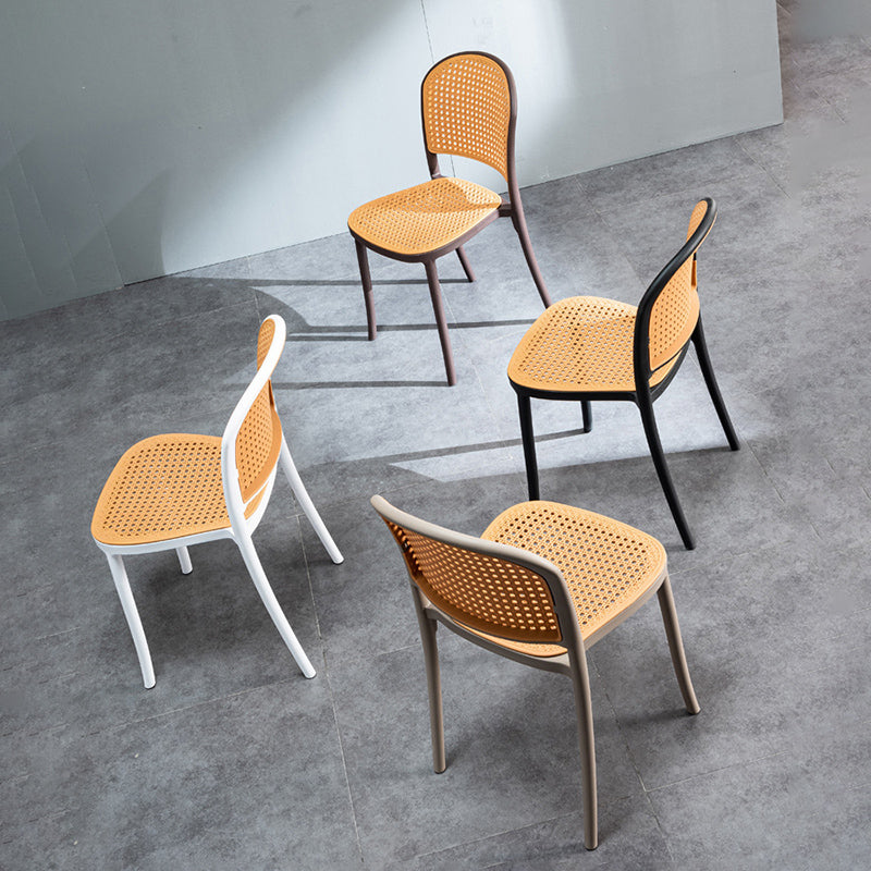 Nordic Style Armless Side Chairs Open Back Chair with Plastic Legs for Home Use