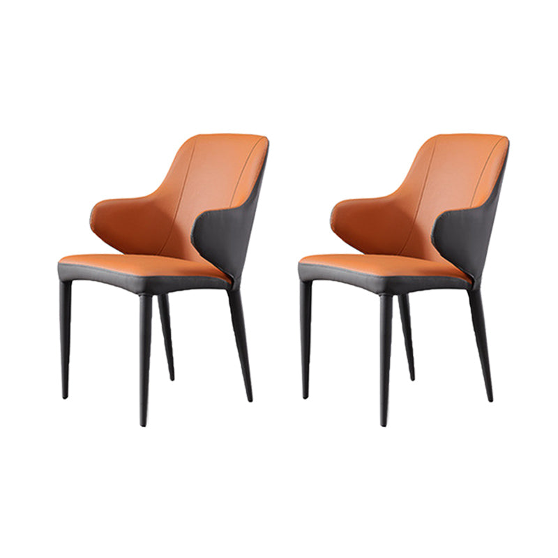 Modern Style Arm Side Chairs Faux Leather Chair with Metal Legs for Home Use