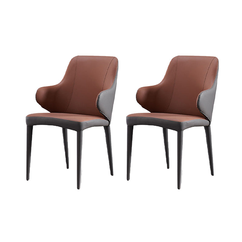 Modern Style Arm Side Chairs Faux Leather Chair with Metal Legs for Home Use