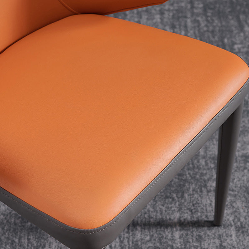 Modern Style Arm Side Chairs Faux Leather Chair with Metal Legs for Home Use