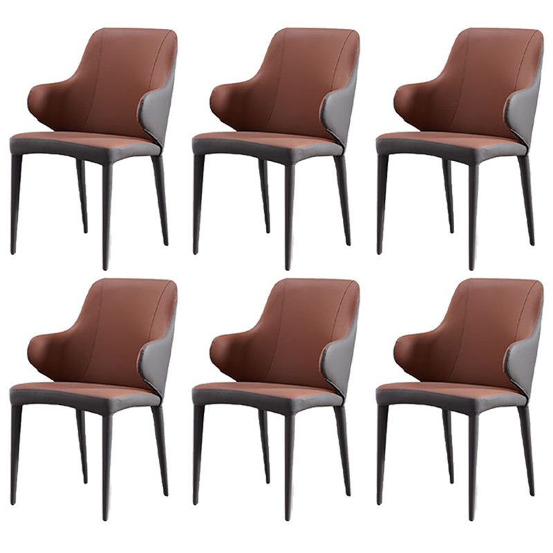 Modern Style Arm Side Chairs Faux Leather Chair with Metal Legs for Home Use
