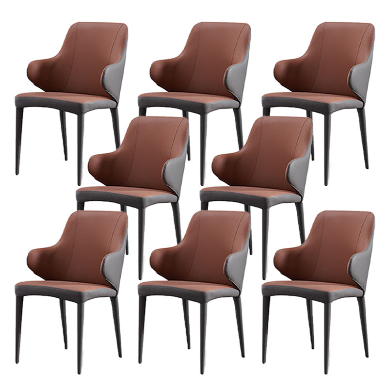 Modern Style Arm Side Chairs Faux Leather Chair with Metal Legs for Home Use