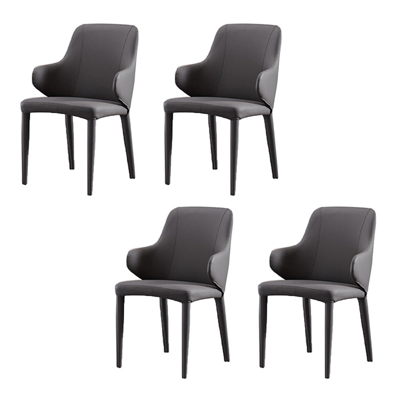 Modern Style Arm Side Chairs Faux Leather Chair with Metal Legs for Home Use