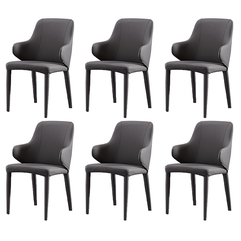 Modern Style Arm Side Chairs Faux Leather Chair with Metal Legs for Home Use
