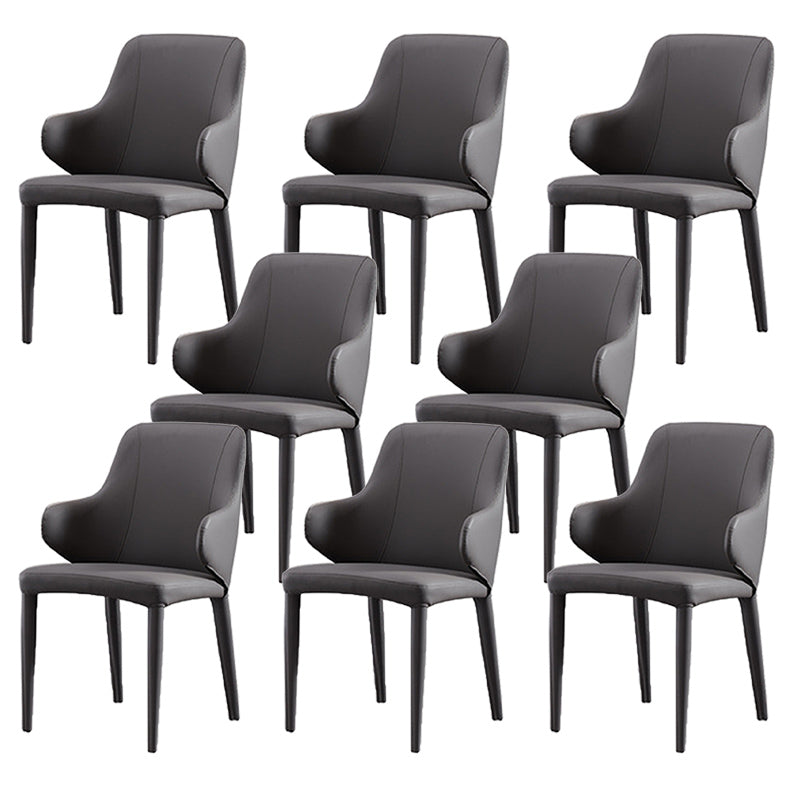 Modern Style Arm Side Chairs Faux Leather Chair with Metal Legs for Home Use
