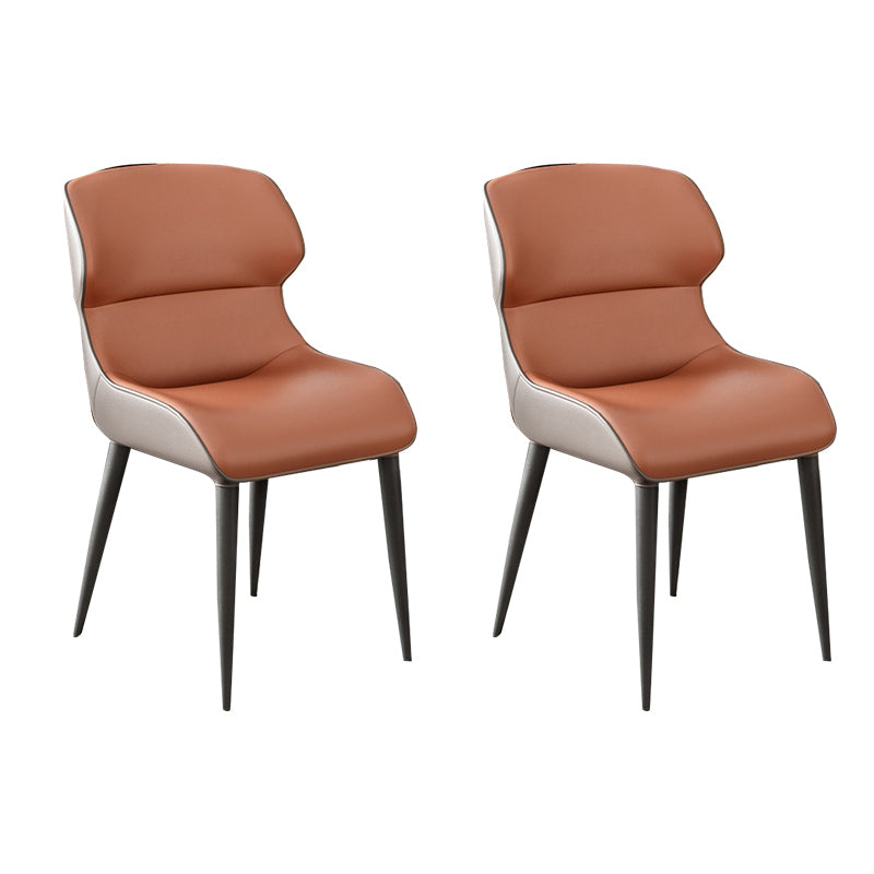 Modern Style Arm Side Chairs Faux Leather Chair with Metal Legs for Kitchen