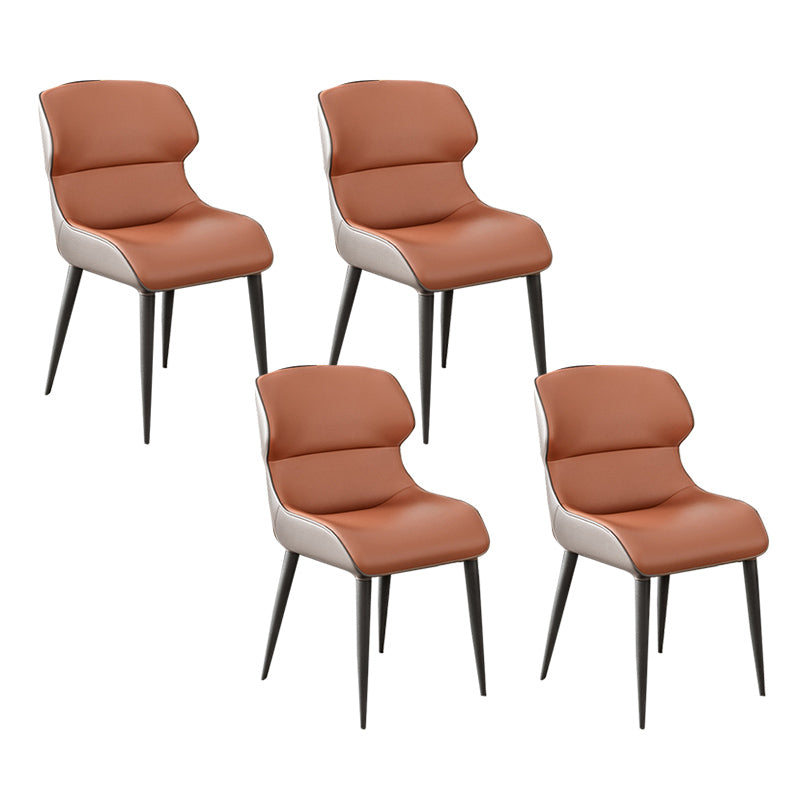 Modern Style Arm Side Chairs Faux Leather Chair with Metal Legs for Kitchen