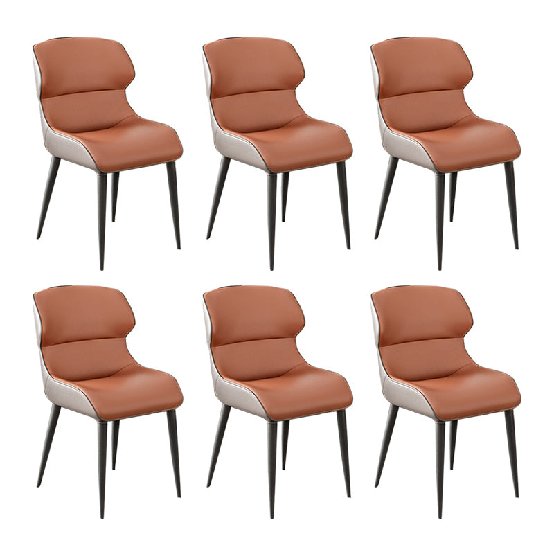 Modern Style Arm Side Chairs Faux Leather Chair with Metal Legs for Kitchen