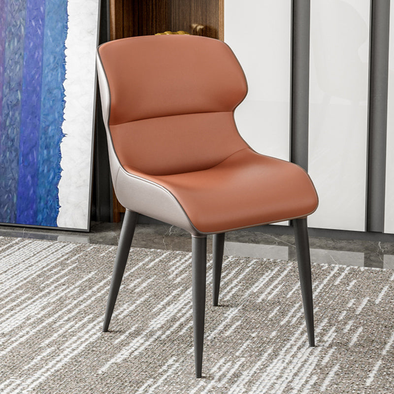 Modern Style Arm Side Chairs Faux Leather Chair with Metal Legs for Kitchen