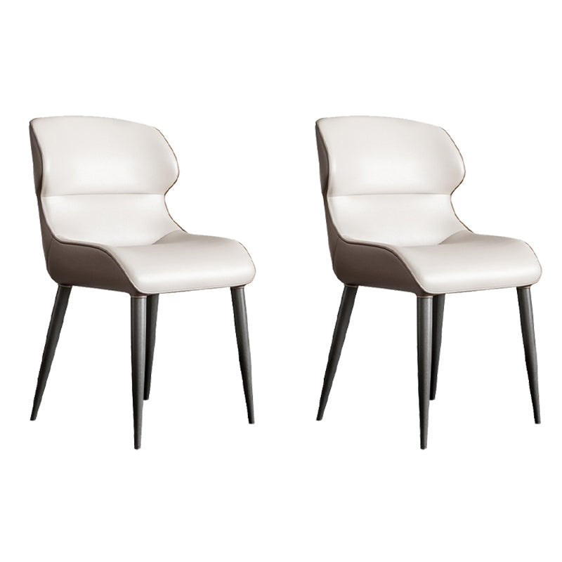 Modern Style Arm Side Chairs Faux Leather Chair with Metal Legs for Kitchen