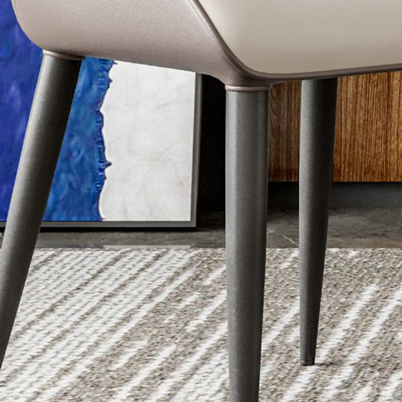 Modern Style Arm Side Chairs Faux Leather Chair with Metal Legs for Kitchen