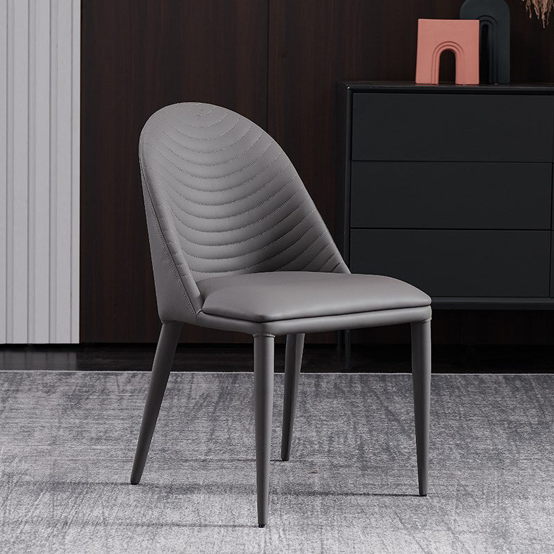 Modern Style Armless Side Chairs Faux Leather Chair with Metal Legs for Kitchen