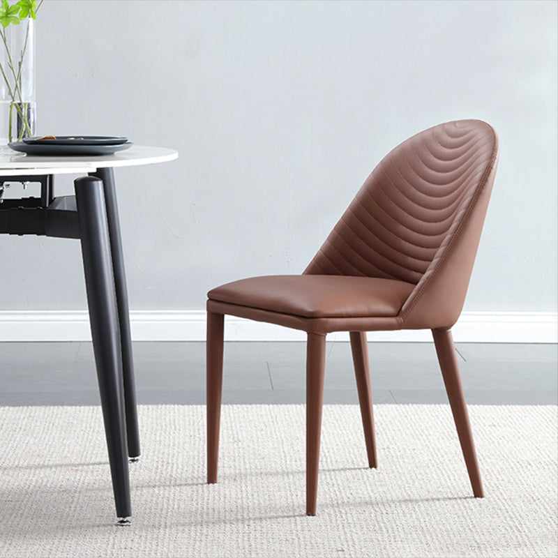 Modern Style Armless Side Chairs Faux Leather Chair with Metal Legs for Kitchen