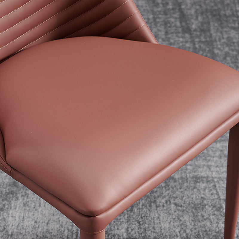 Modern Style Armless Side Chairs Faux Leather Chair with Metal Legs for Kitchen