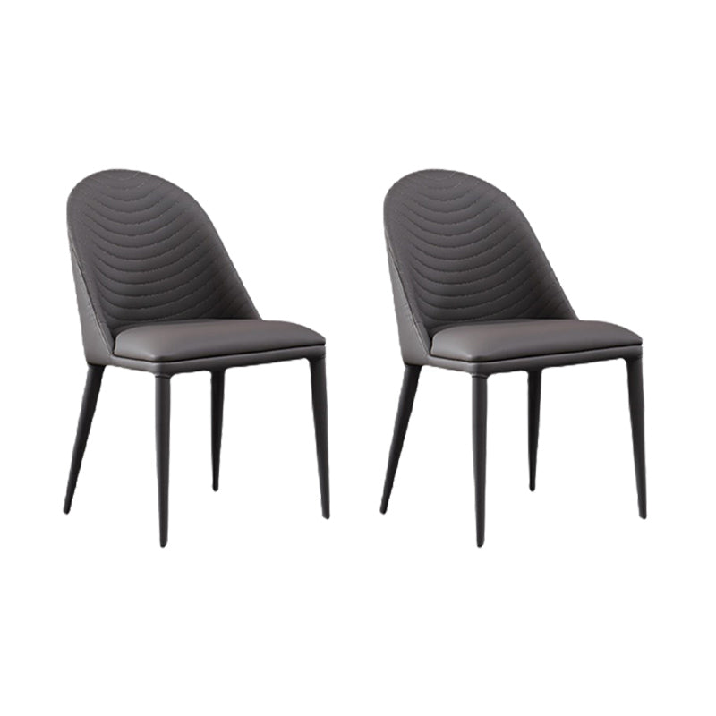 Modern Style Armless Side Chairs Faux Leather Chair with Metal Legs for Kitchen