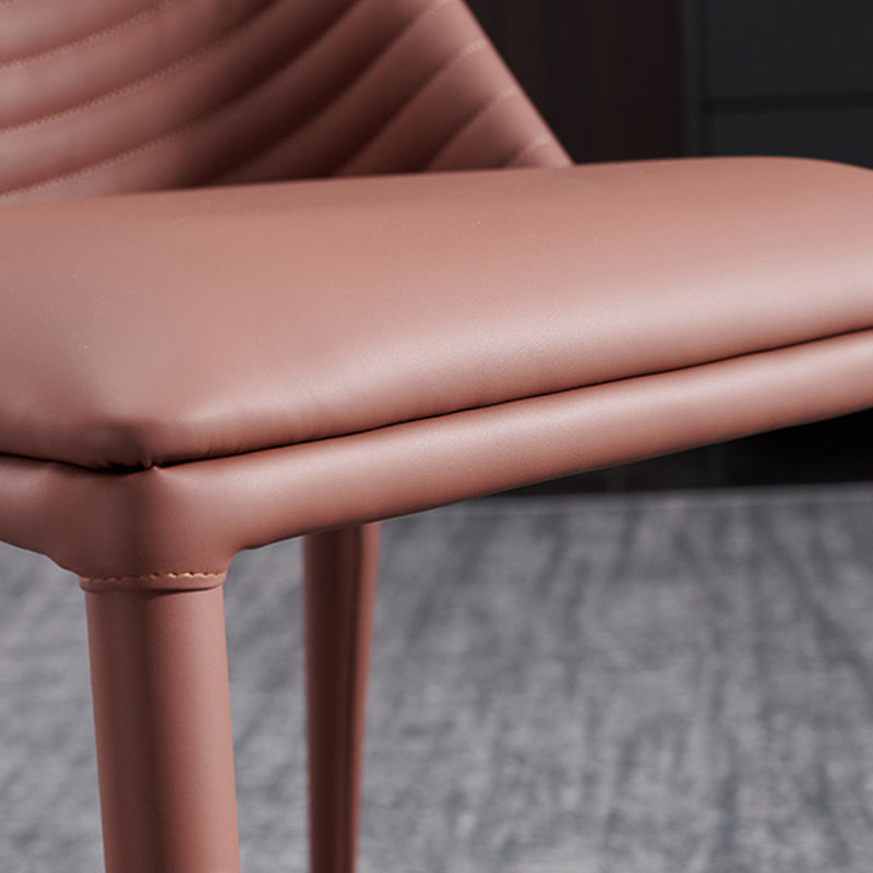 Modern Style Armless Side Chairs Faux Leather Chair with Metal Legs for Kitchen