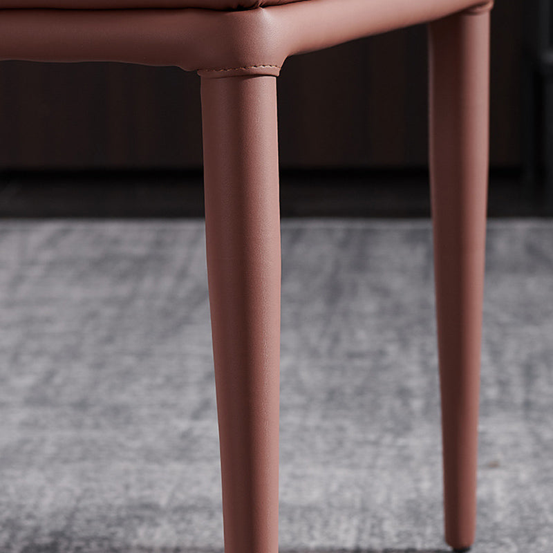 Modern Style Armless Side Chairs Faux Leather Chair with Metal Legs for Kitchen