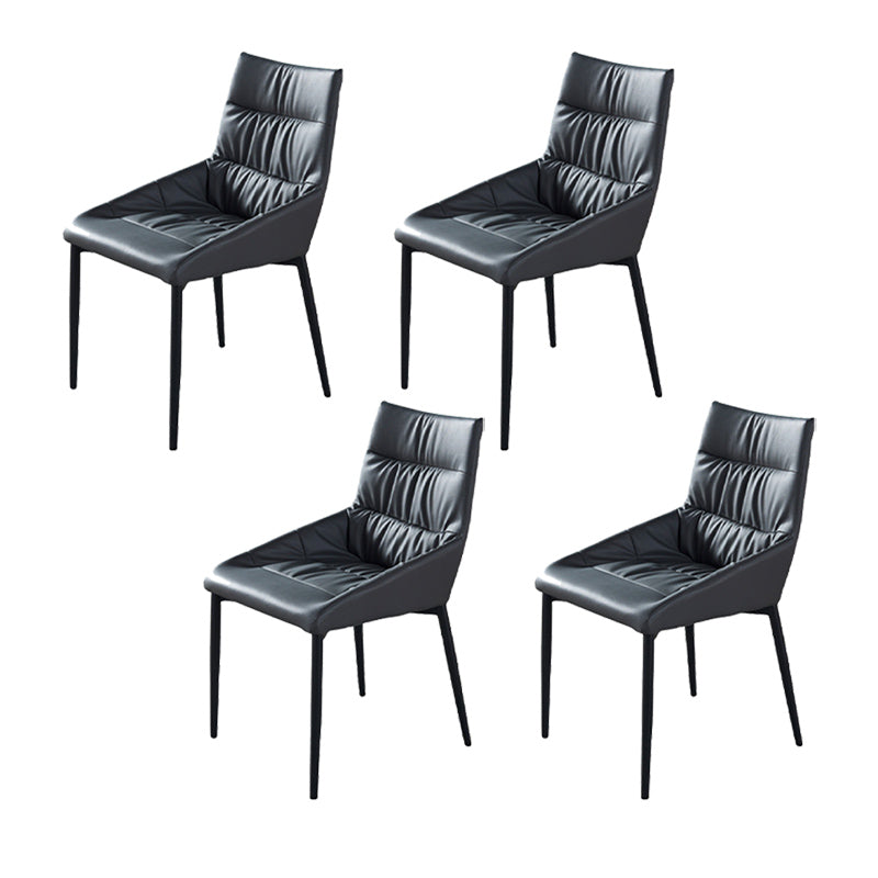 Modern Style Faux Leather Chair Armless Side Chairs with Metal Legs for Kitchen