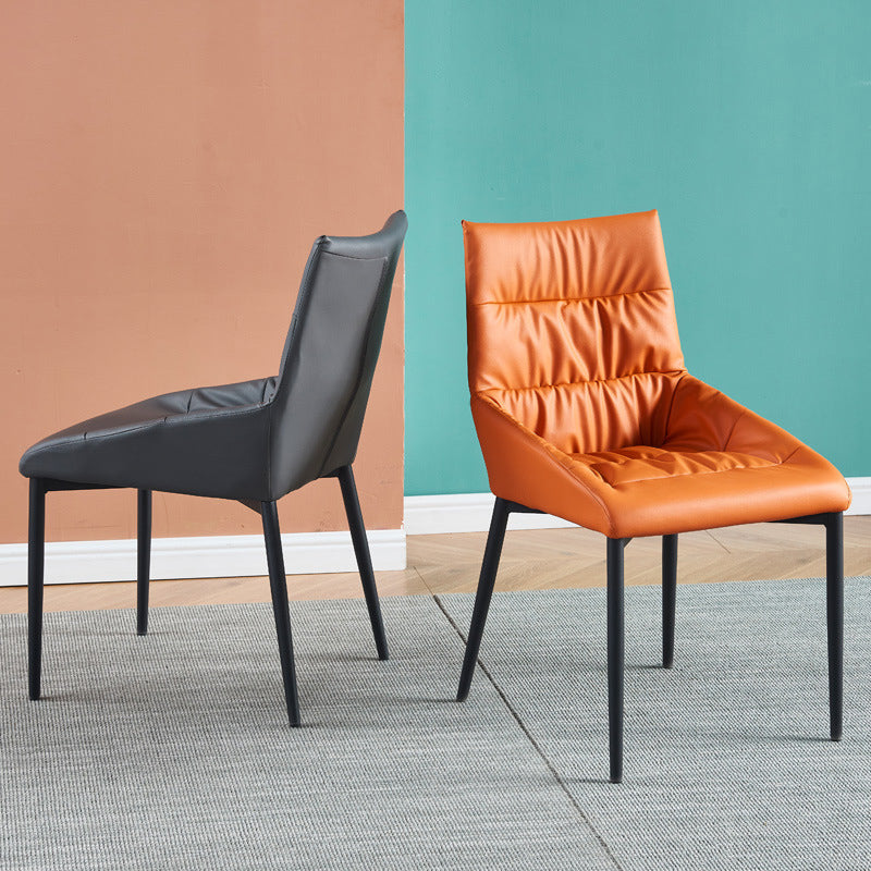 Modern Style Faux Leather Chair Armless Side Chairs with Metal Legs for Kitchen