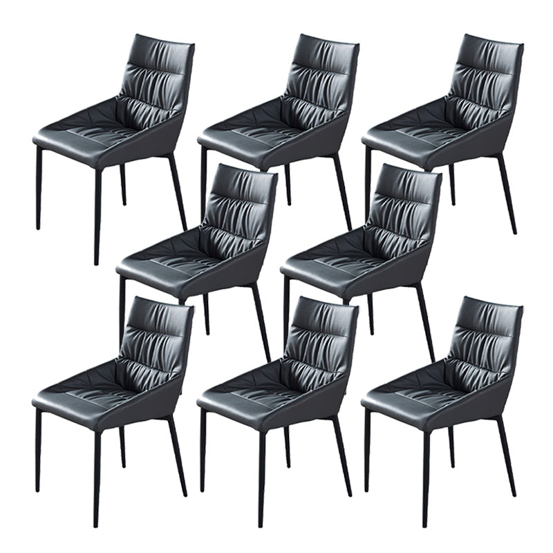 Modern Style Faux Leather Chair Armless Side Chairs with Metal Legs for Kitchen