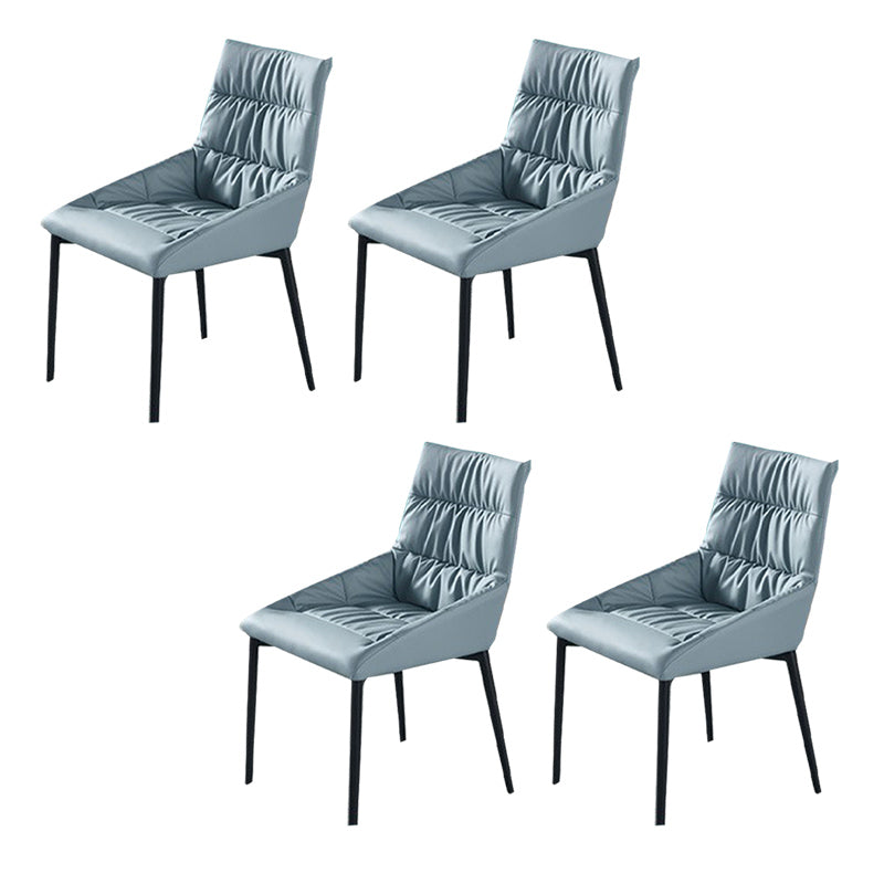 Modern Style Faux Leather Chair Armless Side Chairs with Metal Legs for Kitchen