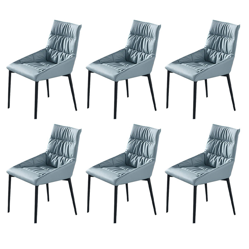 Modern Style Faux Leather Chair Armless Side Chairs with Metal Legs for Kitchen