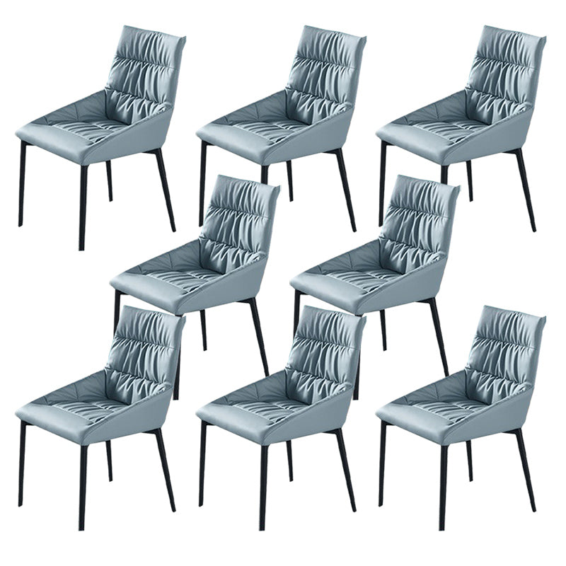 Modern Style Faux Leather Chair Armless Side Chairs with Metal Legs for Kitchen