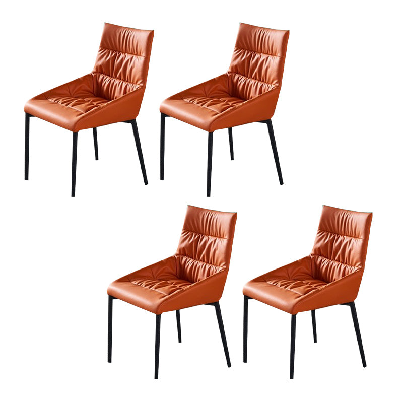Modern Style Faux Leather Chair Armless Side Chairs with Metal Legs for Kitchen