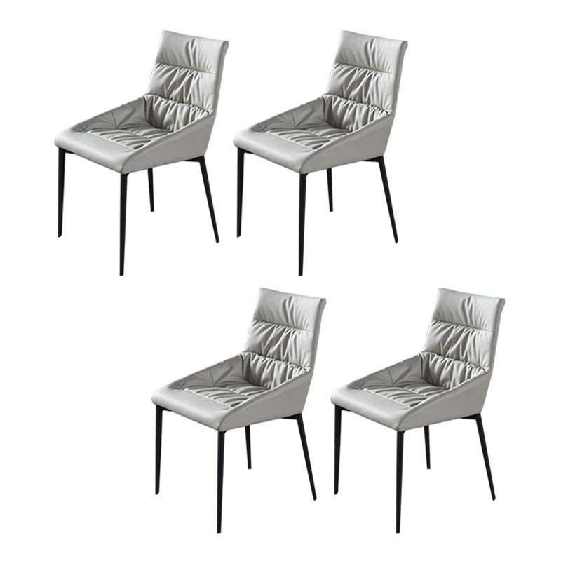 Modern Style Faux Leather Chair Armless Side Chairs with Metal Legs for Kitchen