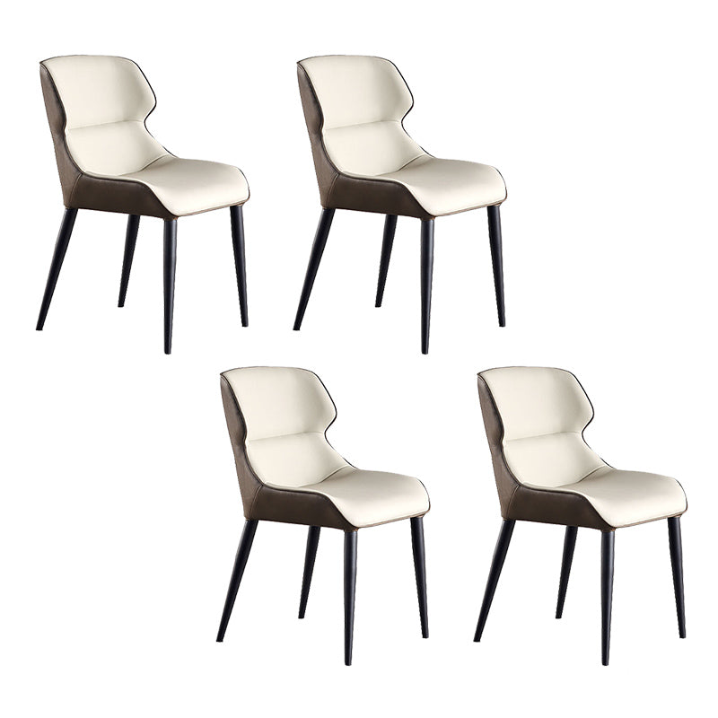 Industrial Style Faux Leather Chair Arm Side Chairs with Metal Legs