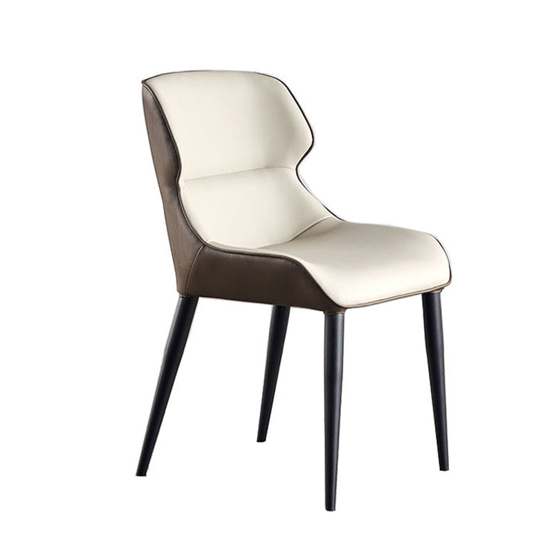 Industrial Style Faux Leather Chair Arm Side Chairs with Metal Legs