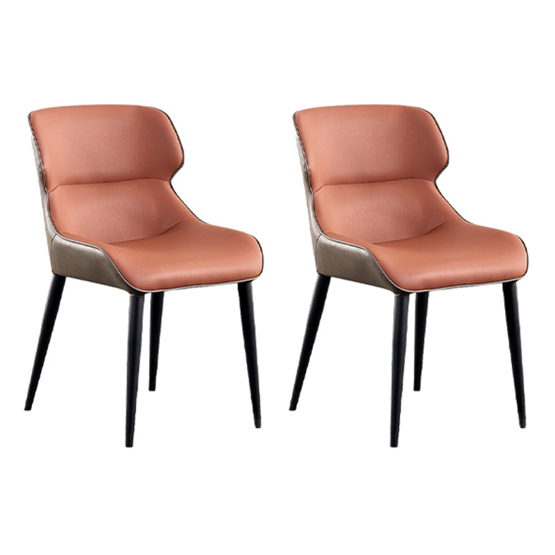 Industrial Style Faux Leather Chair Arm Side Chairs with Metal Legs