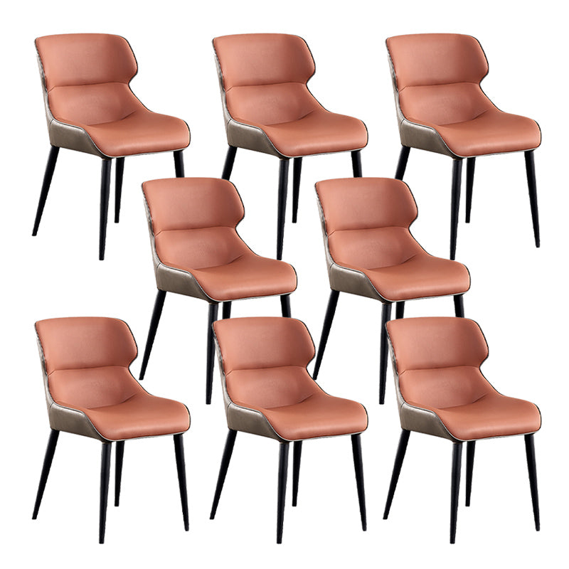 Industrial Style Faux Leather Chair Arm Side Chairs with Metal Legs