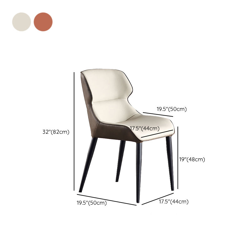 Industrial Style Faux Leather Chair Arm Side Chairs with Metal Legs