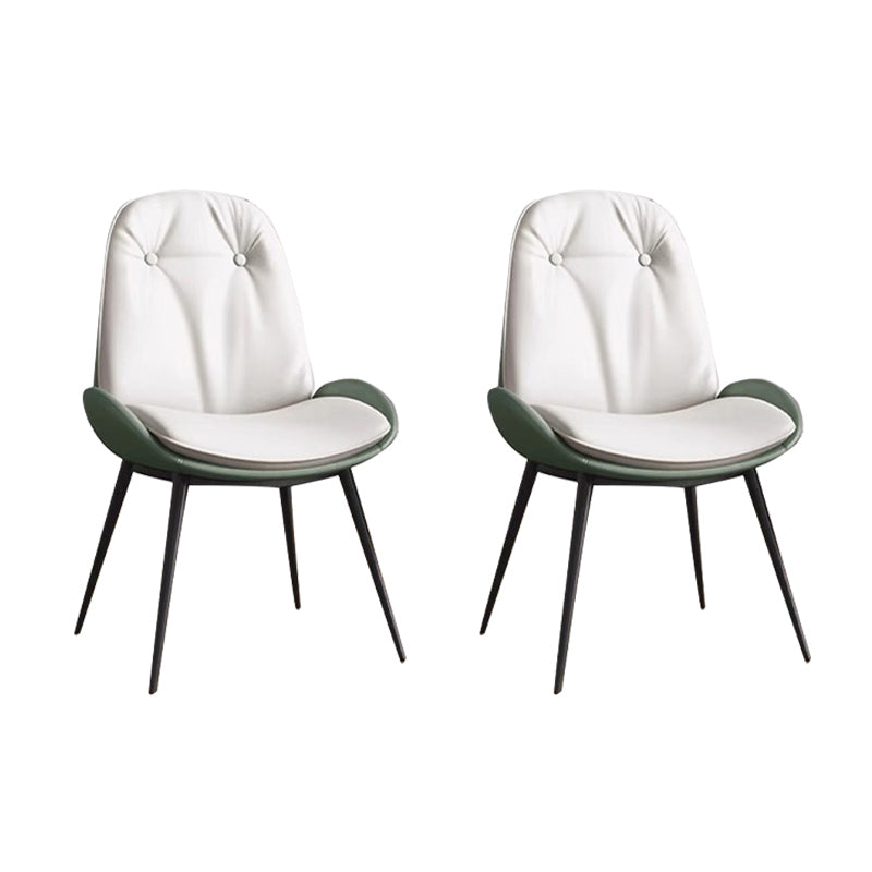 Glam Parsons Chair Faux Leather Kitchen Dining Chair with Metal Legs