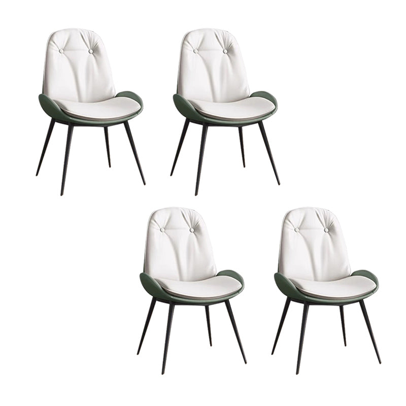 Glam Parsons Chair Faux Leather Kitchen Dining Chair with Metal Legs