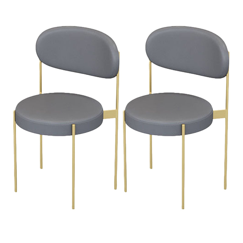 Glam Upholstered Dining Chairs Faux Leather Kitchen Chair with Metal Legs