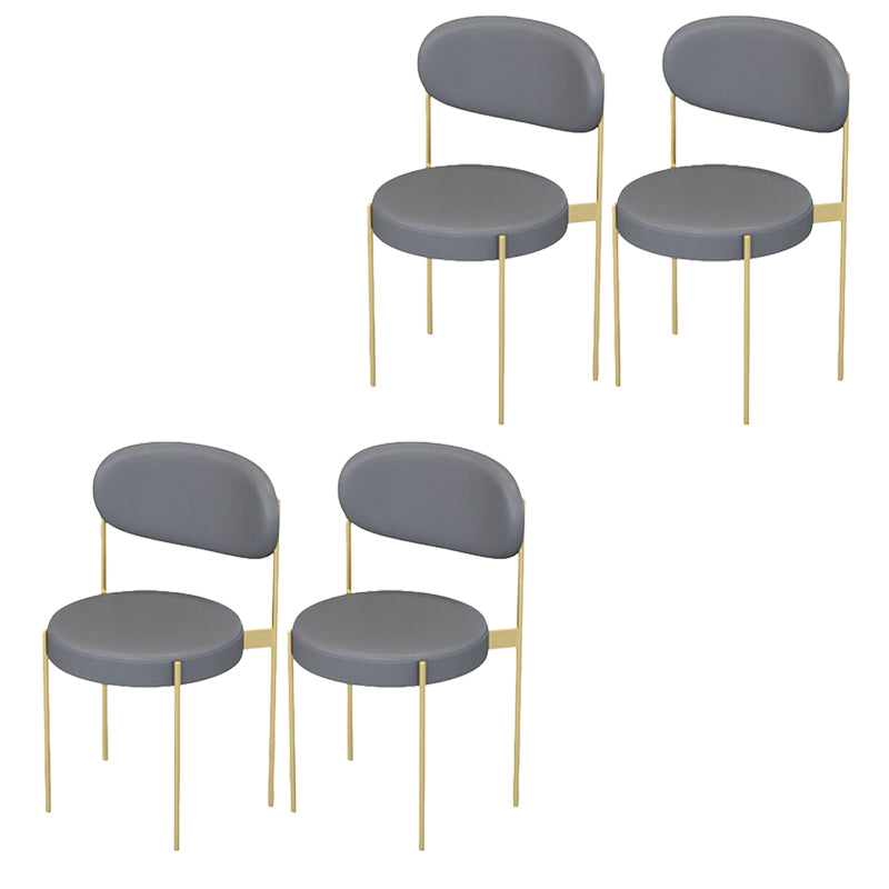 Glam Upholstered Dining Chairs Faux Leather Kitchen Chair with Metal Legs