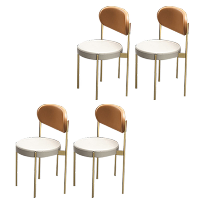 Glam Upholstered Dining Chairs Faux Leather Kitchen Chair with Metal Legs