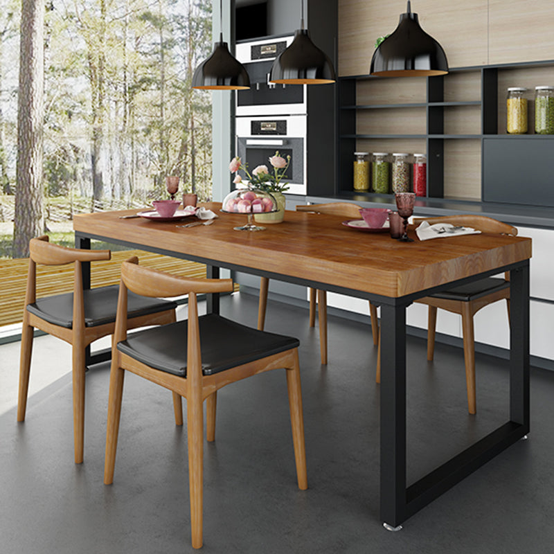 Rectangle Double Pedestal Dining Table Modern Wood Table for Home