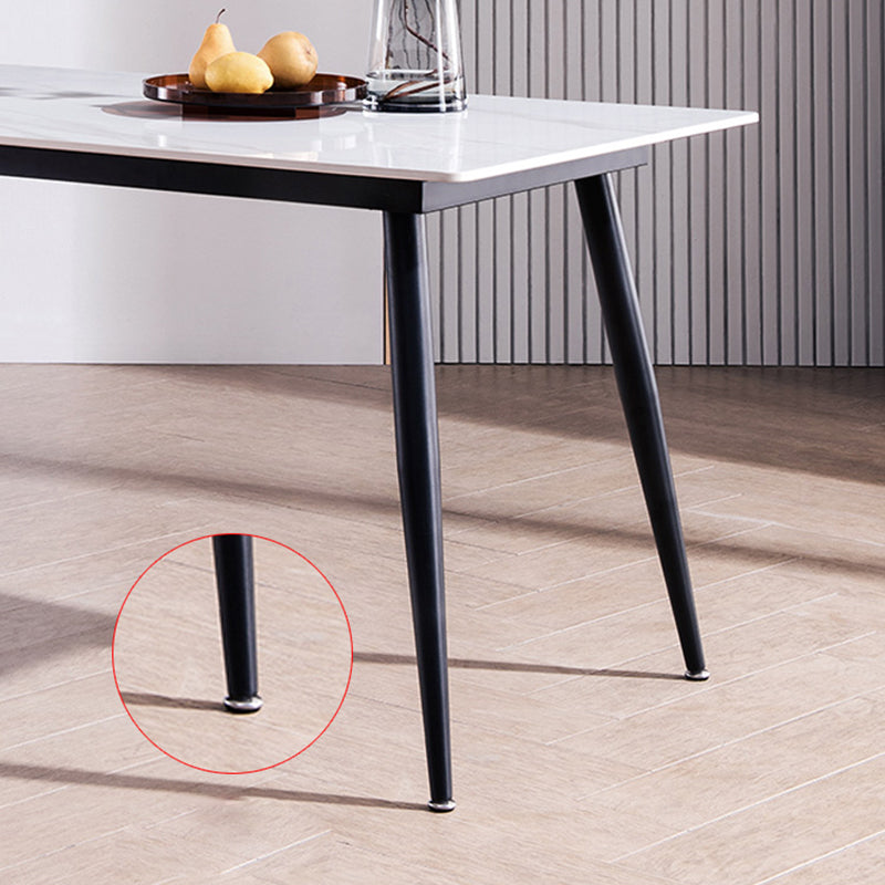 Industrial Iron Legs Dining Table Rectangle Stone Dining Table for Kitchen