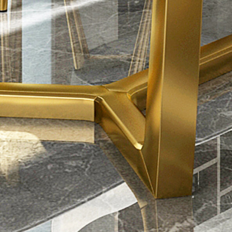 Traditional Luxury Dining Table for Home Glossy White Table with Gold Metal Frame