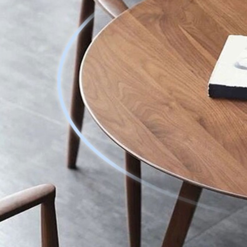 Round Brown Base Dining Table Modern Wood Table for Dining Room