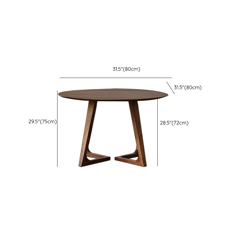 Round Brown Base Dining Table Modern Wood Table for Dining Room
