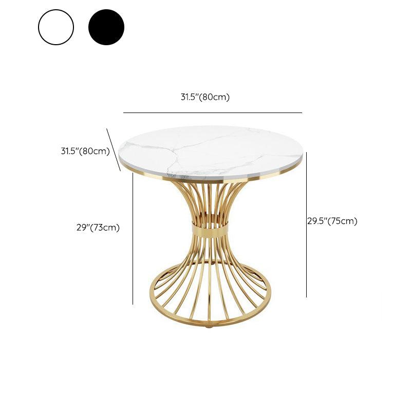 Polished Finish Stone Top Table Modern Style Round Dining Table