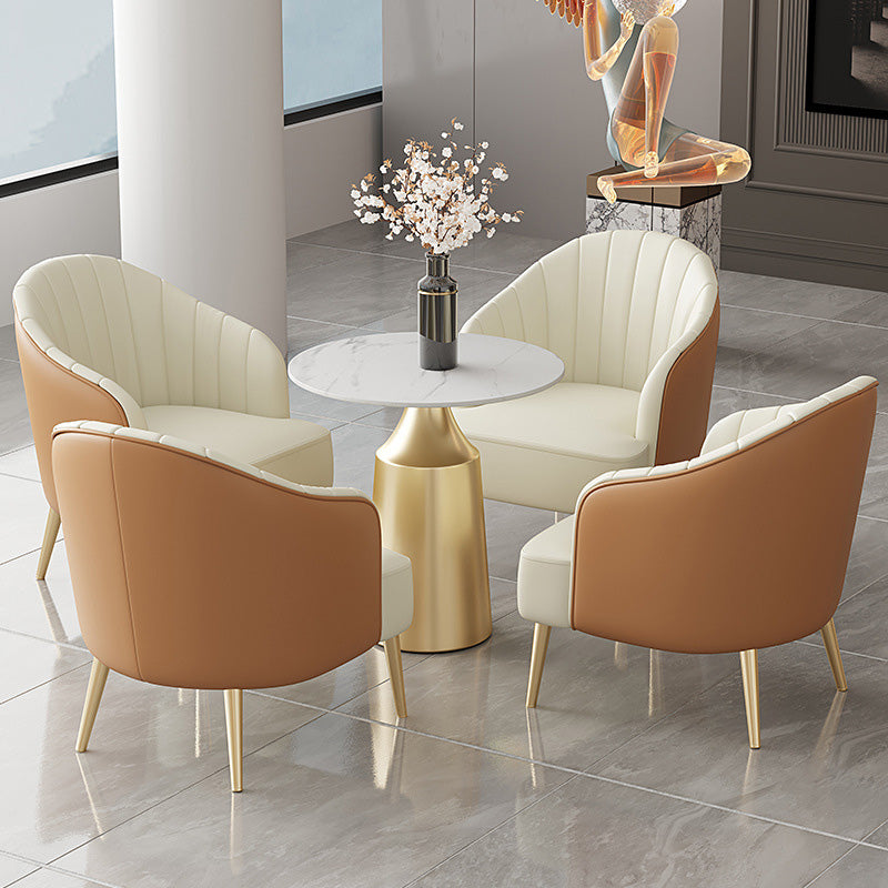 Modern Round Dining Table Glossy White Stone Top Table for Home
