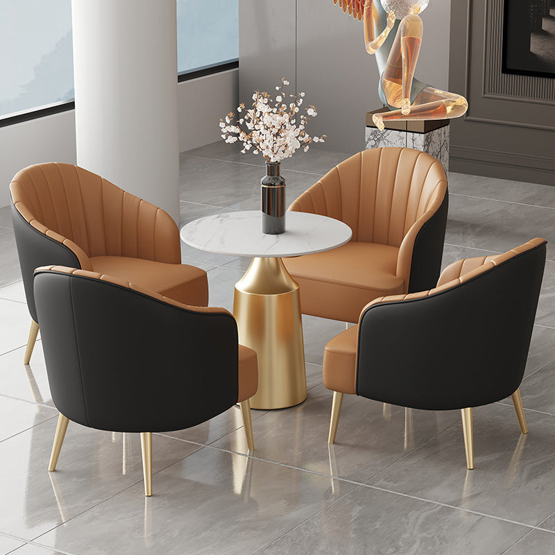 Modern Round Dining Table Glossy White Stone Top Table for Home
