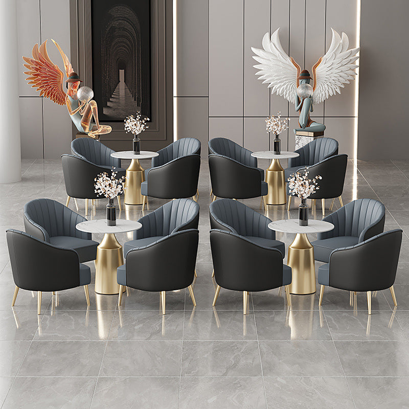 Modern Round Dining Table Glossy White Stone Top Table for Home