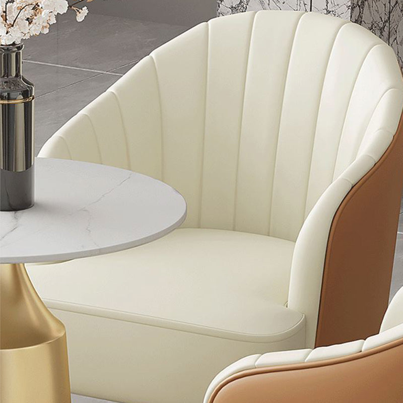 Modern Round Dining Table Glossy White Stone Top Table for Home