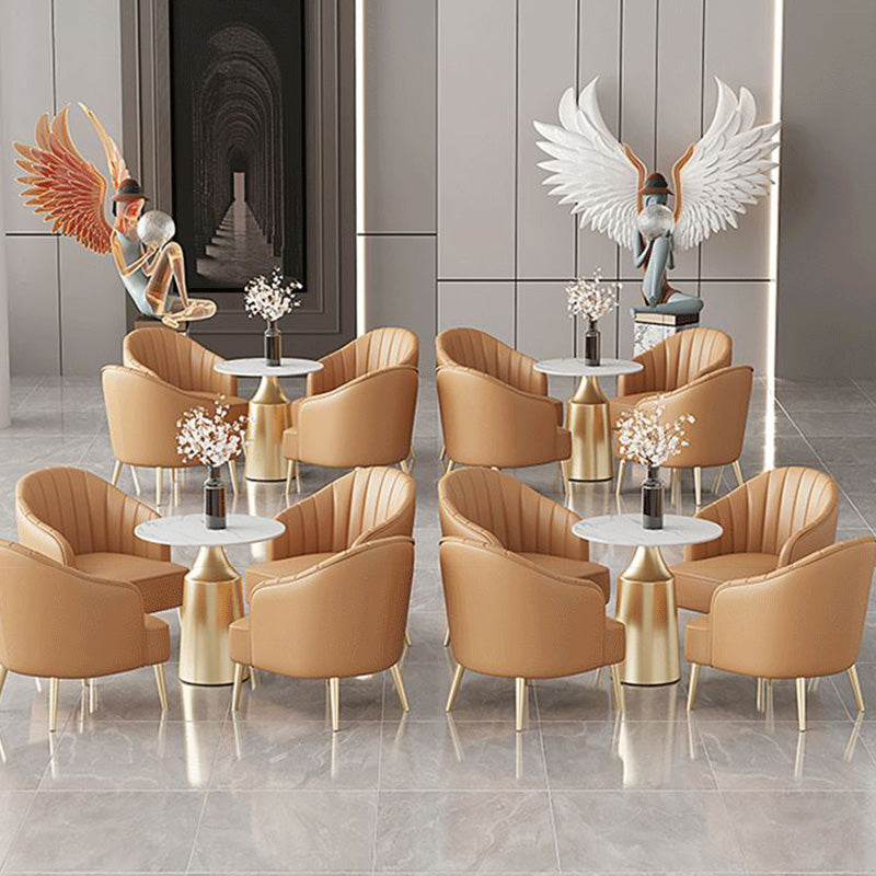 Modern Round Dining Table Glossy White Stone Top Table for Home